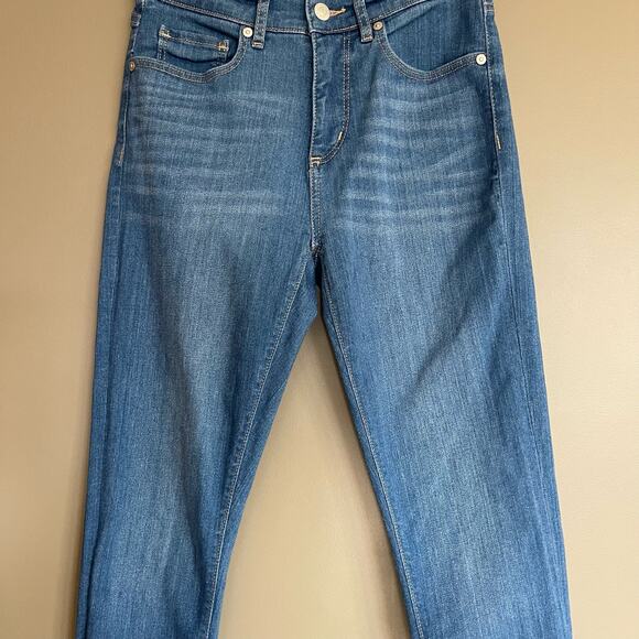 LOFT Skinny Jeans in Bright Mid Vintage Wash Mid Rise Chewed‎ Hem Blue Size 0/25 - Picture 5 of 16
